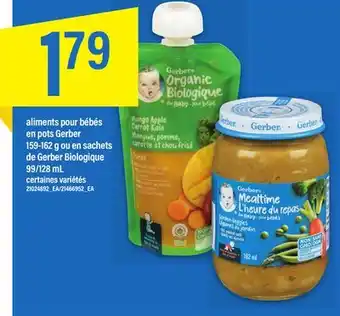 Maxi 159-162 G OU EN SACHETS DE GERBER BIOLOGIQUE 99/128 ML offer