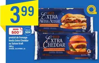 Maxi PRODUIT DE FROMAGE FONDU EXTRA CHEDDAR OU SUISSE KRAFT, 390 g offer