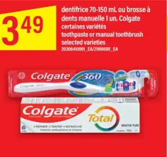 Maxi DENTIFRICE 70-150 ML OU BROSSE À DENTS MANUELLE 1 UN. COLGATE offer