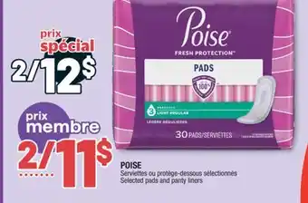 Jean Coutu POISE Selected pads and panty liners offer