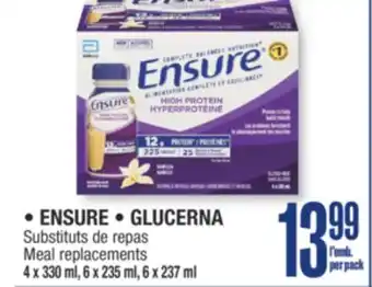 Jean Coutu ENSURE, GLUCERNA Meal replacements offer