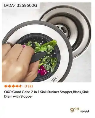 Shopper+ OXO Good Grips 2-in-1 Sink Strainer Stopper,Black,Sink Drain with Stopper offer