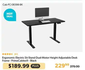 Shopper+ Ergonomic Electric Sit-Stand Dual-Motor Height Adjustable Desk Frame - PrimeCables - Black offer