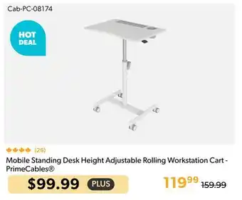 Shopper+ Mobile Standing Desk Height Adjustable Rolling Workstation Cart - PrimeCables offer