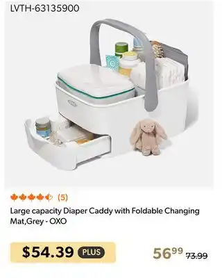 Shopper+ Large capacity Diaper Caddy with Foldable Changing Mat,Grey - OXO offer