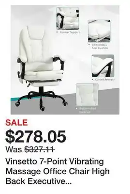 Bed Bath & Beyond Vinsetto 7-Point Vibrating Massage Office Chair High Back Executive Recliner with Lumbar Support, Footrest, Reclining Back offer