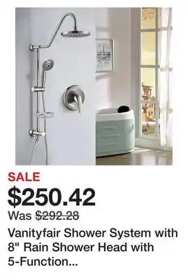 Bed Bath & Beyond Vanityfair Shower System with 8 Rain Shower Head with 5-Function Handheld Shower Head, Adjustable Slide Bar (Valve Included) offer