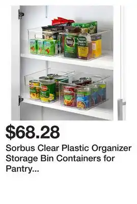 Bed Bath & Beyond Sorbus Clear Plastic Organizer Storage Bin Containers for Pantry Food & Kitchen Fridge (4-Pack) offer