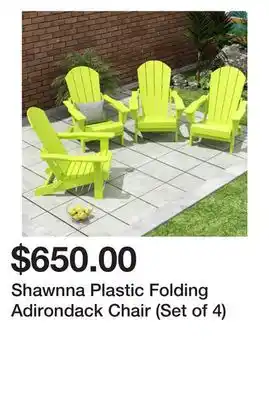 Wayfair Shawnna Plastic Folding Adirondack Chair (Set of 4) offer