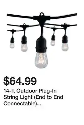 Wayfair 14-ft Outdoor Plug-In String Light (End to End Connectable) Includes 10 Standard Incandescent Bulbs offer