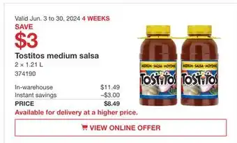 Costco Tostitos Medium Salsa offer