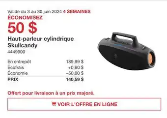 Costco Haut-parleur cylindrique Skullcandy offer