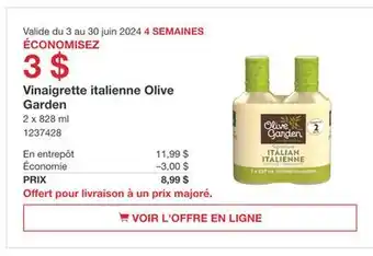 Costco Vinaigrette italienne Olive Garden offer