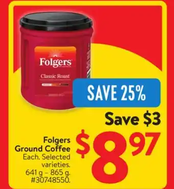 Walmart Folgers Ground Coffee offer