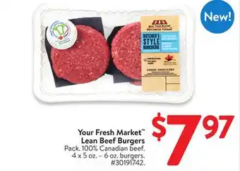 Walmart Your Fresh Market Lean Beef Burgers offer