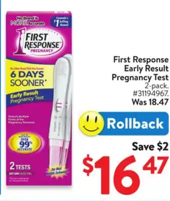 Walmart First Response Early Result Pregnancy Test offer