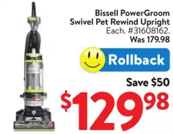 Walmart Bissell PowerGroom Swivel Pet Rewind Upright offer