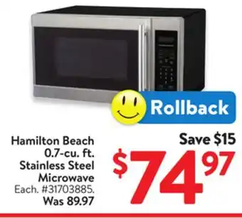 Walmart Hamilton Beach 0.7-cu. ft. Stainless Steel Microwave offer
