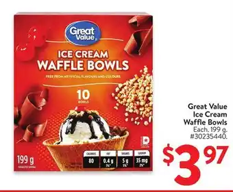 Walmart Great Value Ice Cream Waffle Bowls offer