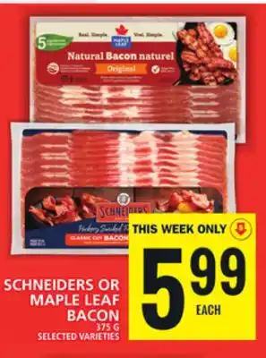 Food Basics SCHNEIDERS OR MAPLE LEAF BACON offer