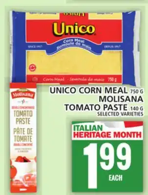 Food Basics UNICO CORN MEAL OR MOLISANA TOMATO PASTE offer
