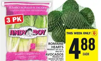 Food Basics ROMAINE HEARTS OR AVOCADOS offer