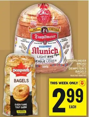 Food Basics DIMPFLMEIER BREAD OR DEMPSTER'S BAGELS offer