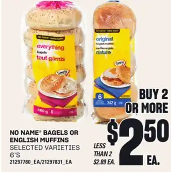 Loblaws NO NAME BAGELS OR ENGLISH MUFFINS, 6'S offer