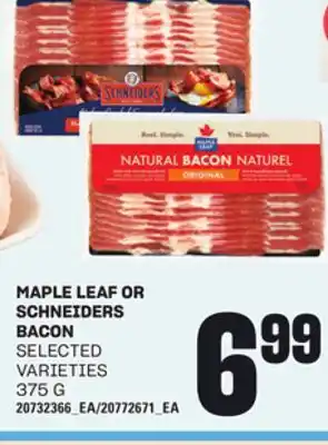 Loblaws MAPLE LEAF OR SCHNEIDERS BACON, 375 G offer