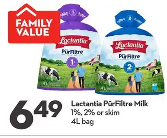 Longo's Lactantia PūrFiltre Milk offer