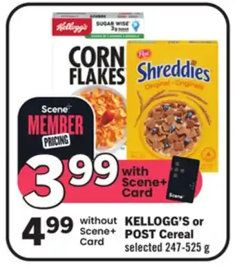 Foodland KELLOGG'S or POST Cereal offer