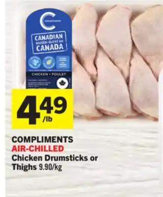 Foodland COMPLIMENTS AIR-CHILLED Chicken Drumsticks or Thighs offer
