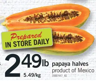 Fortinos papaya halves offer