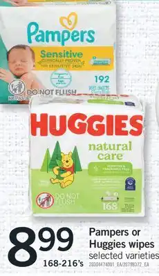 Fortinos Pampers or Huggies wipes, 168-216's offer