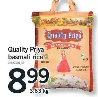 Fortinos Quality Priya basmati rice, 3.63 kg offer
