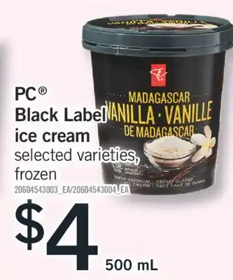 Fortinos PC Black Label ice cream offer