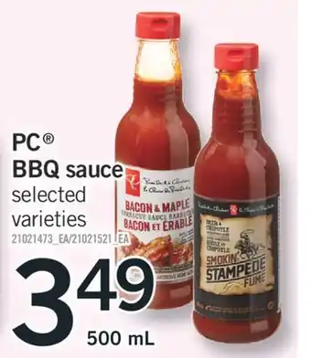 Fortinos PC BBQ sauce, 500 mL offer