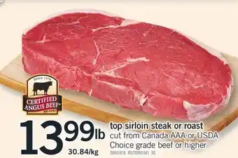 Fortinos top sirloin steak or roast offer