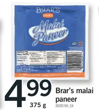Fortinos Brar's malai paneer, 375 g offer
