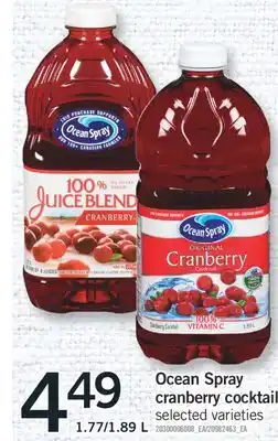Fortinos OCEAN SPRAY CRANBERRY COCKTAIL,1.77/1.89 L offer