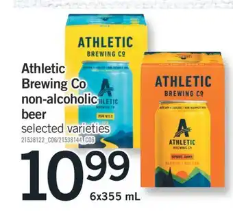 Fortinos ATHLETIC BREWING CO NON-ALCOHOLIC BEER, 6x355 ML offer