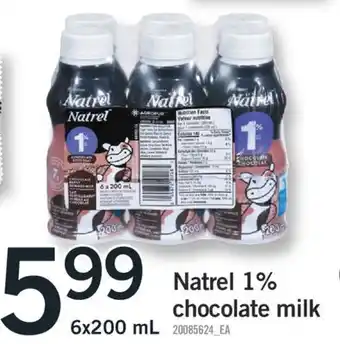 Fortinos NATREL 1% CHOCOLATE MILK 6x200 mL offer