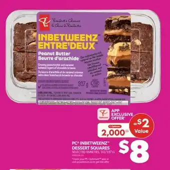 Real Canadian Superstore PC INBETWEENZ DESSERT SQUARES, 312/337 G offer