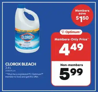 Real Canadian Superstore CLOROX BLEACH, 2.4 L offer