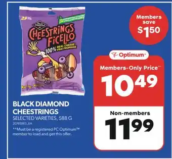 Real Canadian Superstore BLACK DIAMOND CHEESTRINGS, 588 G offer