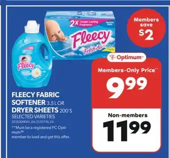 Real Canadian Superstore FLEECY FABRIC SOFTENER 3.5 L OR DRYER SHEETS 200'S offer