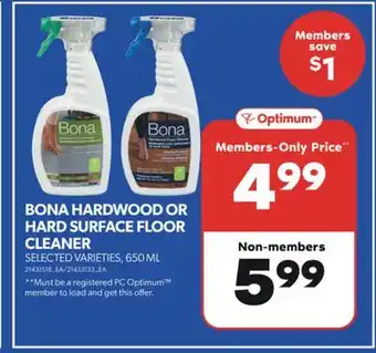 Real Canadian Superstore BONA HARDWOOD OR HARD SURFACE FLOOR CLEANER, 650 ML offer