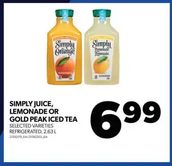 Real Canadian Superstore SIMPLY JUICE, LEMONADE OR GOLD PEAK ICED TEA, 2.63 L offer