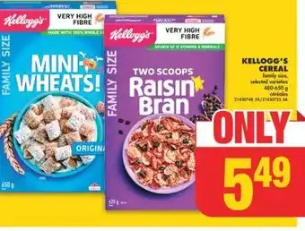 No Frills KELLOGG'S CEREAL, 480-650 g offer