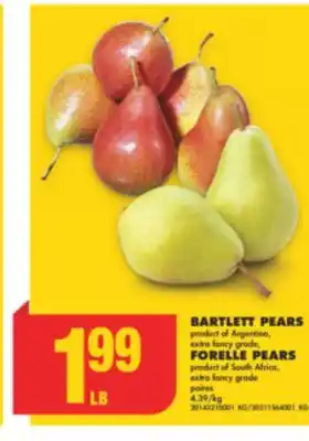 No Frills BARTLETT PEARS OR FORELLE PEARS offer